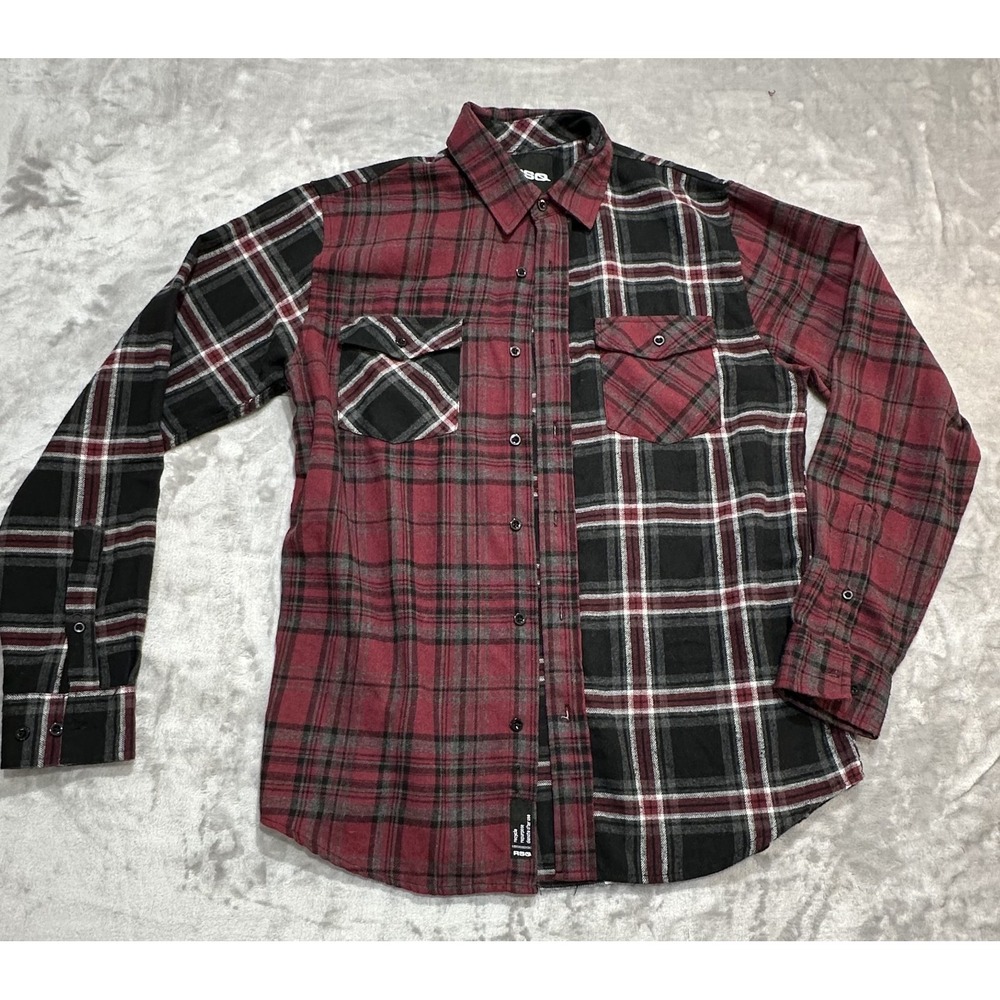 RSQ Shirt Men's Size Medium Plaid Long Sleeve‎ Multicolor Design Button Up EUC